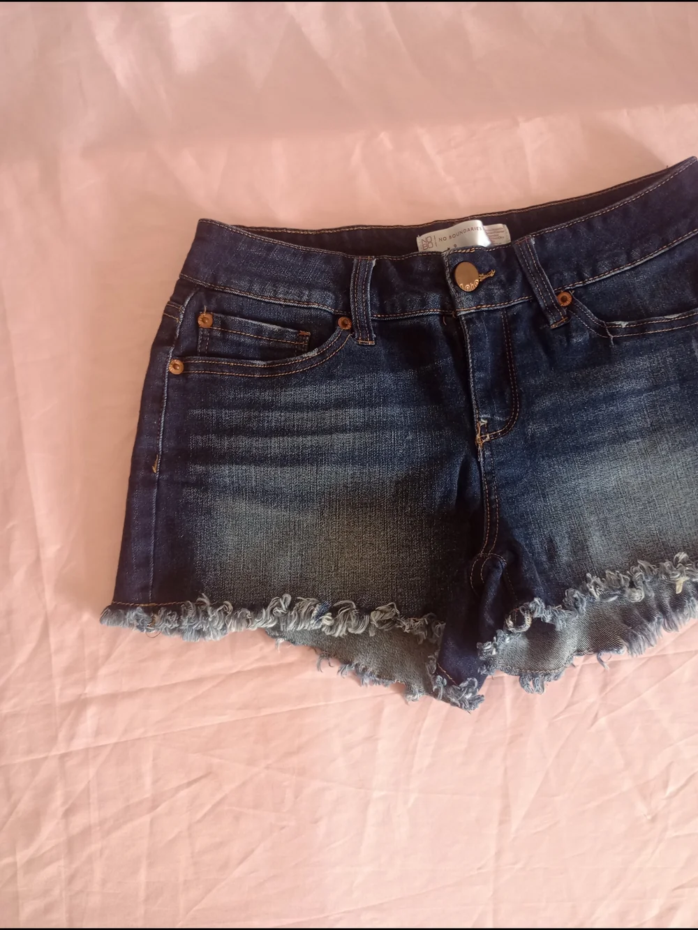 No Boundaries Dark Blue Frayed Hem Denim Shorts Sz. 9